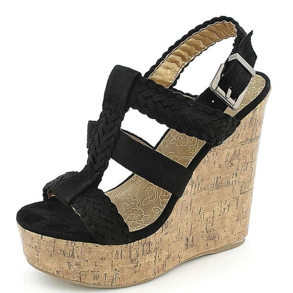 Black cork wedges size 6.5